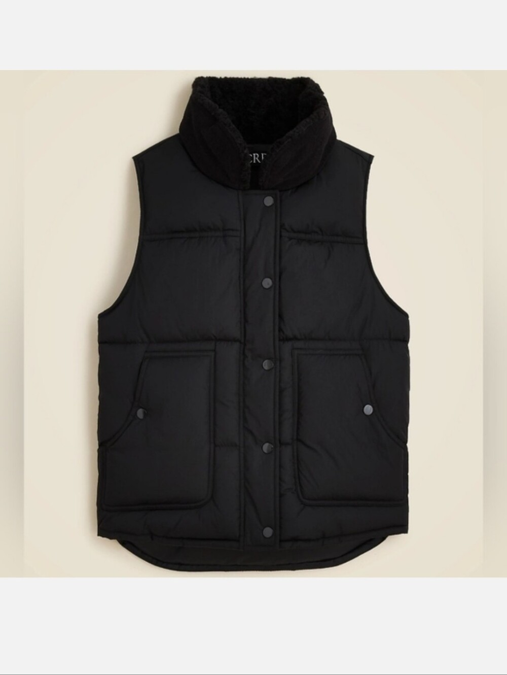 New! J. Crew Sz S Women's Black Puffer Primaloft Vest Fuzzy Collar NWT CN064